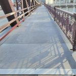 Fiberglass floor plates on the Franklin Street Bridge provided by Direct Metals®, the best place to buy fiberglass grating.