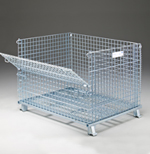 A Direct Metals Galvanized Wire Mesh Container With Wheels